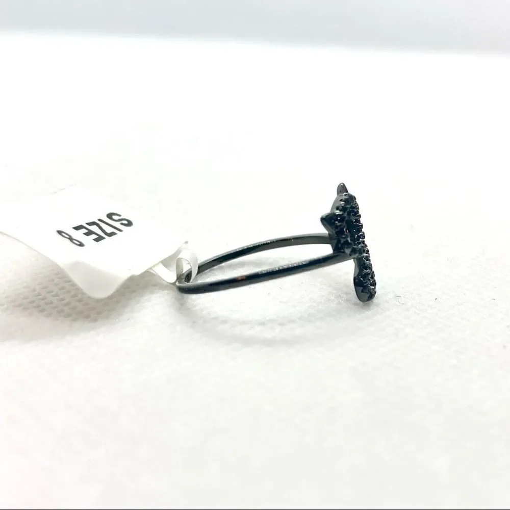Size 8 Sterling Silver Black Cat Ring